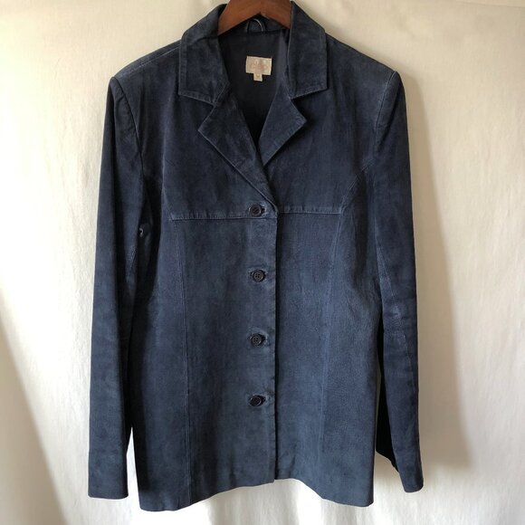 Blue Suede Business Casual Jacket - Picture 1 of 8